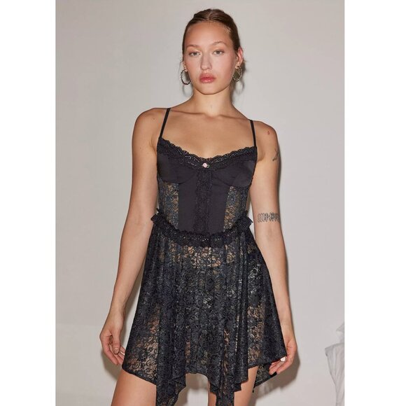 Urban Outfitters Out From Under Verity Lace Corset Slip Mini Dress - Picture 2 of 4